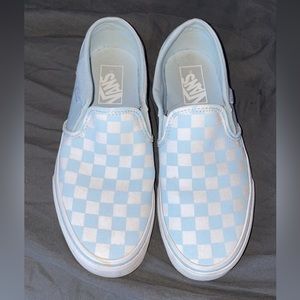 Blue and white checkerboard vans almost new